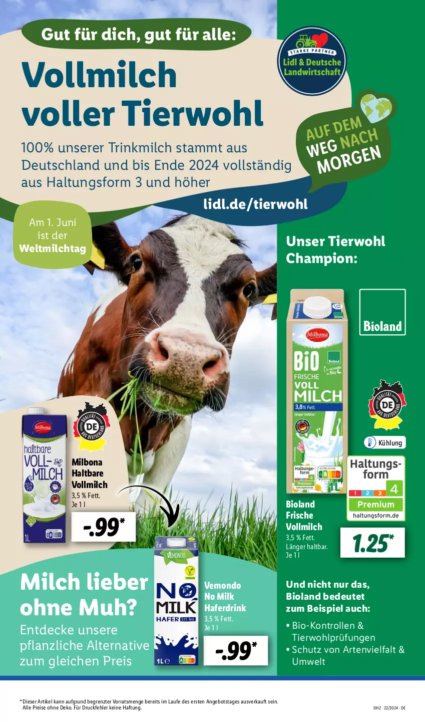 Aktueller Prospekt Lidl - Aktionsprospekt - von 27.05 bis 01.06.2024 - strona 59 - produkty: angebot, bio, bioland, Bona, buch, champion, decke, drink, eis, hafer, Haferdrink, inklusivleistungen, Milbona, milch, reis, Ti, vollmilch, ZTE