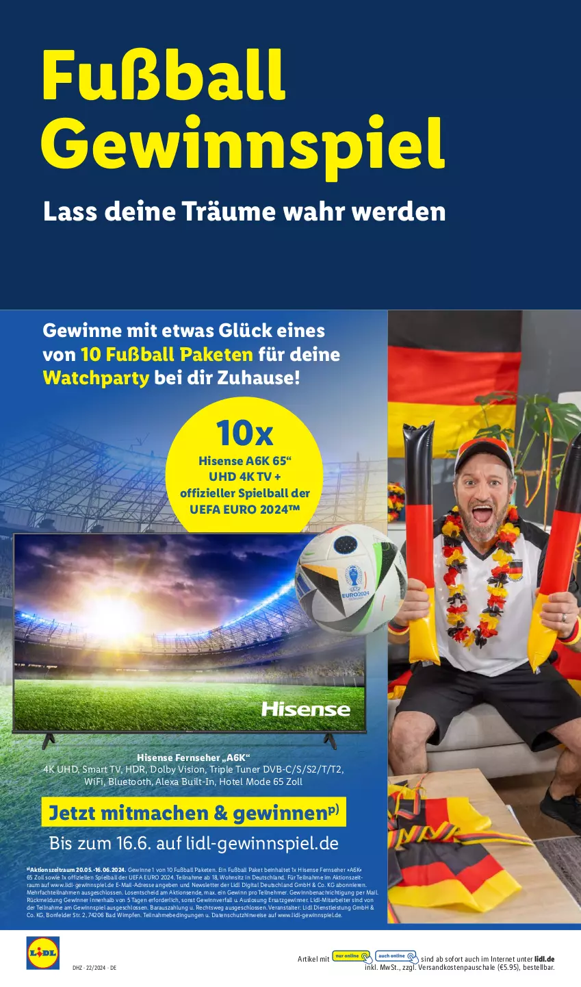 Aktueller Prospekt Lidl - Aktionsprospekt - von 27.05 bis 01.06.2024 - strona 60 - produkty: alexa, Bad, ball, dvb, eis, elle, erde, fernseher, Fußball, gewinnspiel, hisense, HP, mac, Mode, ndk, Schal, Schale, smart tv, Ti, tuner, uhd