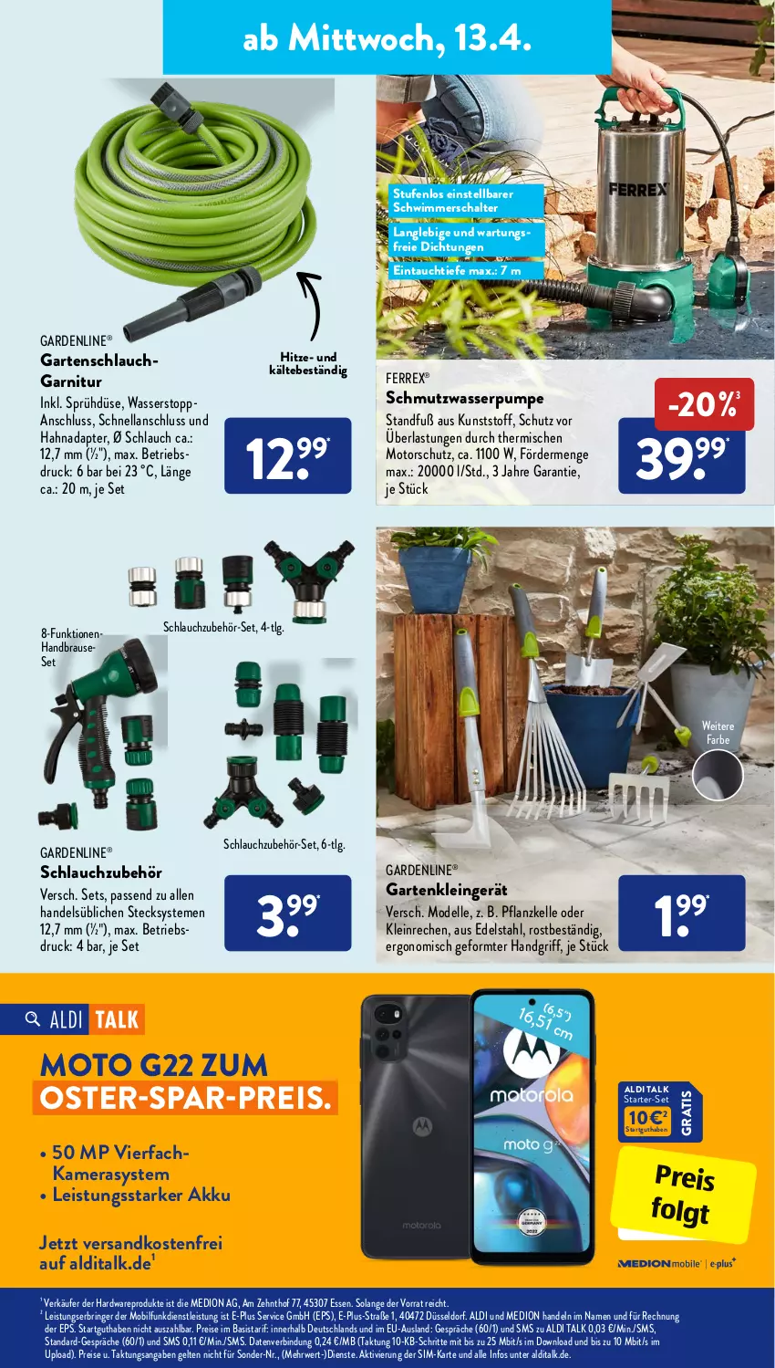 Aktueller Prospekt AldiSud - ALDI Aktuell - von 11.04 bis 16.04.2022 - strona 13 - produkty: adapter, akku, aldi, aldi talk, brause, dell, edelstahl, eis, elle, ferrex, gardenline®, garnitur, Garten, gartenschlauch, handbrause, hardware, kamera, Kameras, LG, medion, Mode, ndk, reis, ring, rwe, Schal, schlauch, Schlauchzubehör, sim, Ti, versandkostenfrei, wasser