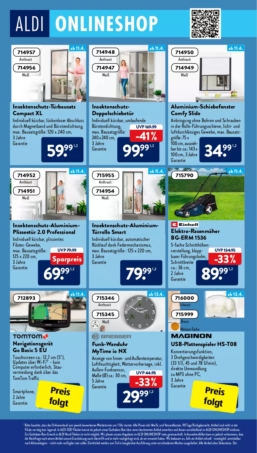 Aktueller Prospekt AldiSud - ALDI Aktuell - von 11.04 bis 16.04.2022 - strona 18 - produkty: aldi, alle artikel ohne dekoration, angebot, angebote, auer, auto, Bau, braun, Brei, bürste, bürsten, computer, dekoration, eis, Elektro, elektro-rasenmäher, ente, erde, fenster, gin, insektenschutz, latte, Laufen, LG, Mp3, navigationsgerät, ndk, pute, rasen, rasenmäher, reis, ring, rwe, schrauben, sekt, smartphone, Spiele, Ti, tisch, tomtom, touchscreen, uhr, usb, wanduhr