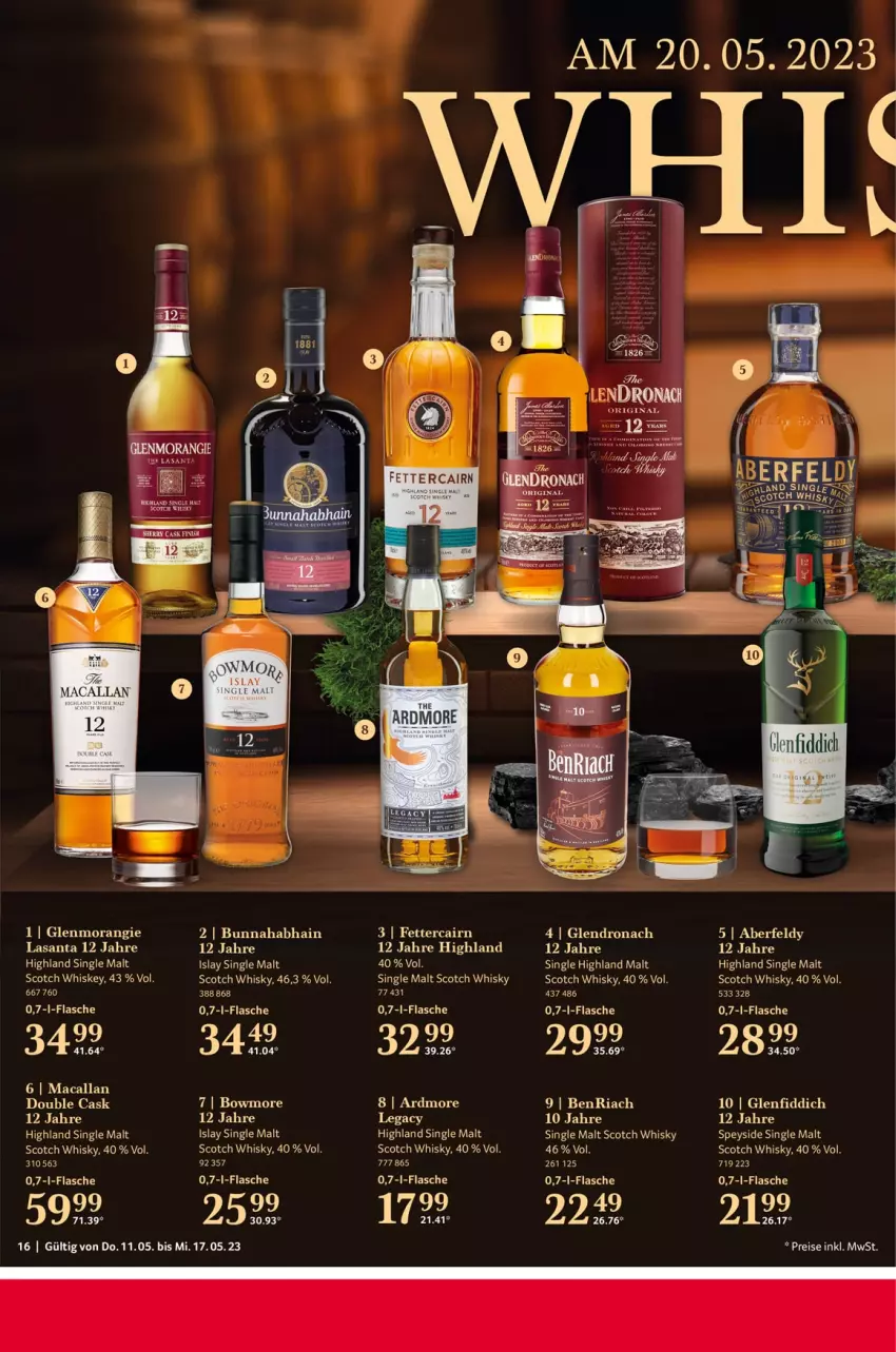 Aktueller Prospekt Selgros - Food - von 11.05 bis 17.05.2023 - strona 16 - produkty: BenRiach, Bowmore, eis, Finish, flasche, islay single malt, mac, reis, Ria, scotch, scotch whisky, single malt, tee, Ti, whiskey, whisky