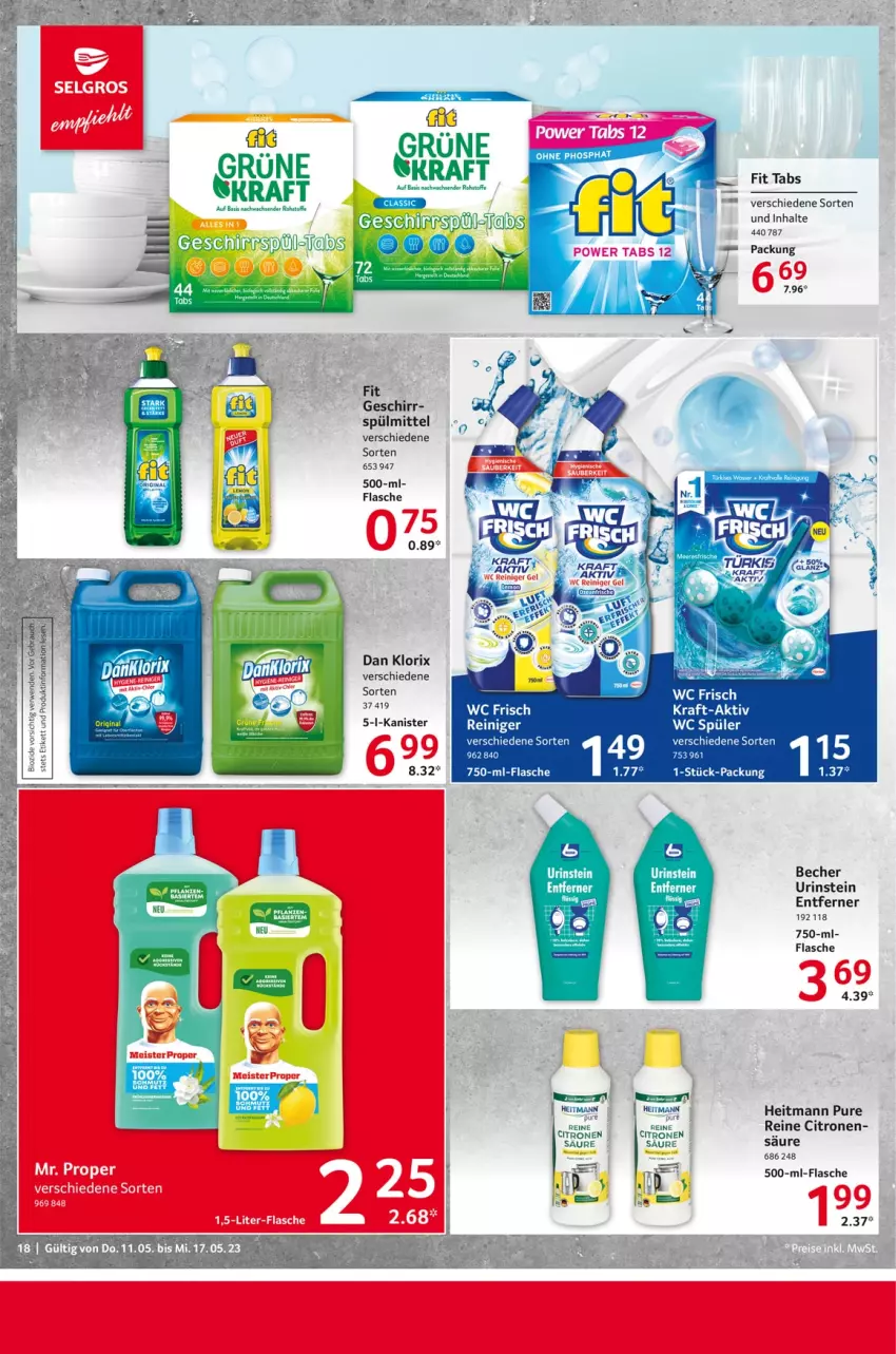 Aktueller Prospekt Selgros - Food - von 11.05 bis 17.05.2023 - strona 18 - produkty: Becher, flasche, geschirr, heitmann, kraft, reiniger, spülmittel, Ti, wc frisch, Yo