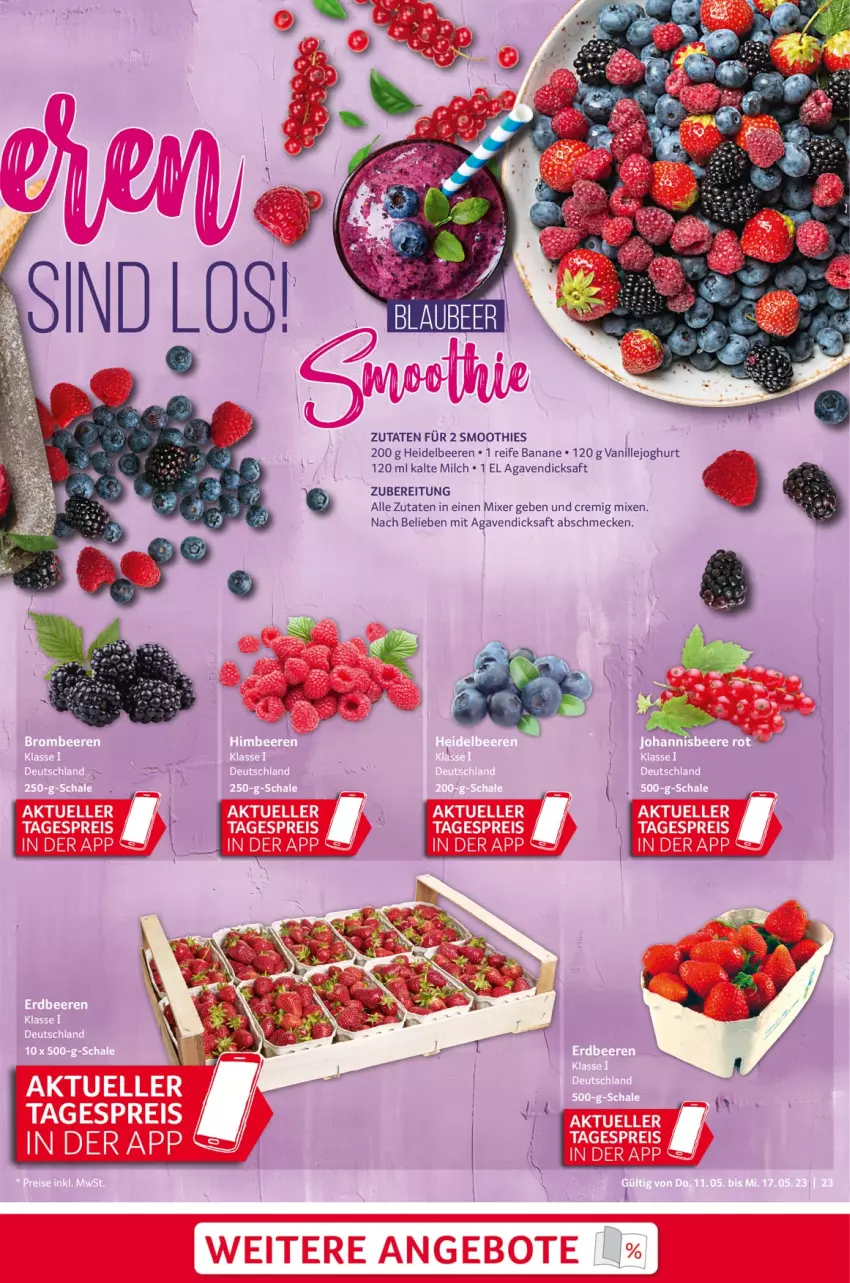 Aktueller Prospekt Selgros - Food - von 11.05 bis 17.05.2023 - strona 23 - produkty: agaven, banane, beere, beeren, Blaubeer, dicksaft, heidelbeere, heidelbeeren, joghur, joghurt, milch, Mixer, saft, smoothie, smoothies, vanille