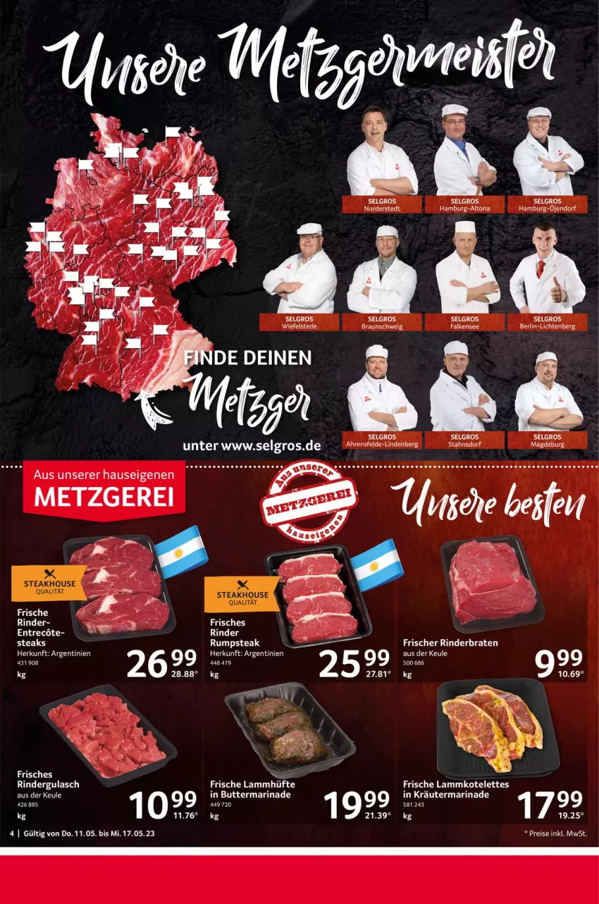 Aktueller Prospekt Selgros - Food - von 11.05 bis 17.05.2023 - strona 4 - produkty: braun, butter, eis, Elan, gulasch, kotelett, kräuter, lamm, lammkotelett, LG, marinade, reis, rind, rinder, rindergulasch, rum, rumpsteak, steak, Ti