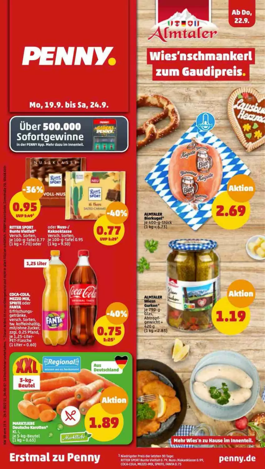 Aktueller Prospekt Penny - Prospekte - von 19.09 bis 24.09.2022 - strona 1 - produkty: eis, flasche, Ti, ZTE