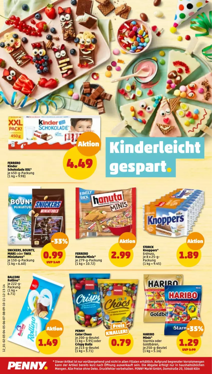 Aktueller Prospekt Penny - Prospekte - von 19.09 bis 24.09.2022 - strona 12 - produkty: ball, beutel, bounty, eis, erdnuss, ferrero, goldbären, hanuta, haribo, Kinder, kinder schokolade, knoppers, mars, nuss, oder twix, reis, schoko, schokolade, snickers, storck, tee, Ti, twix