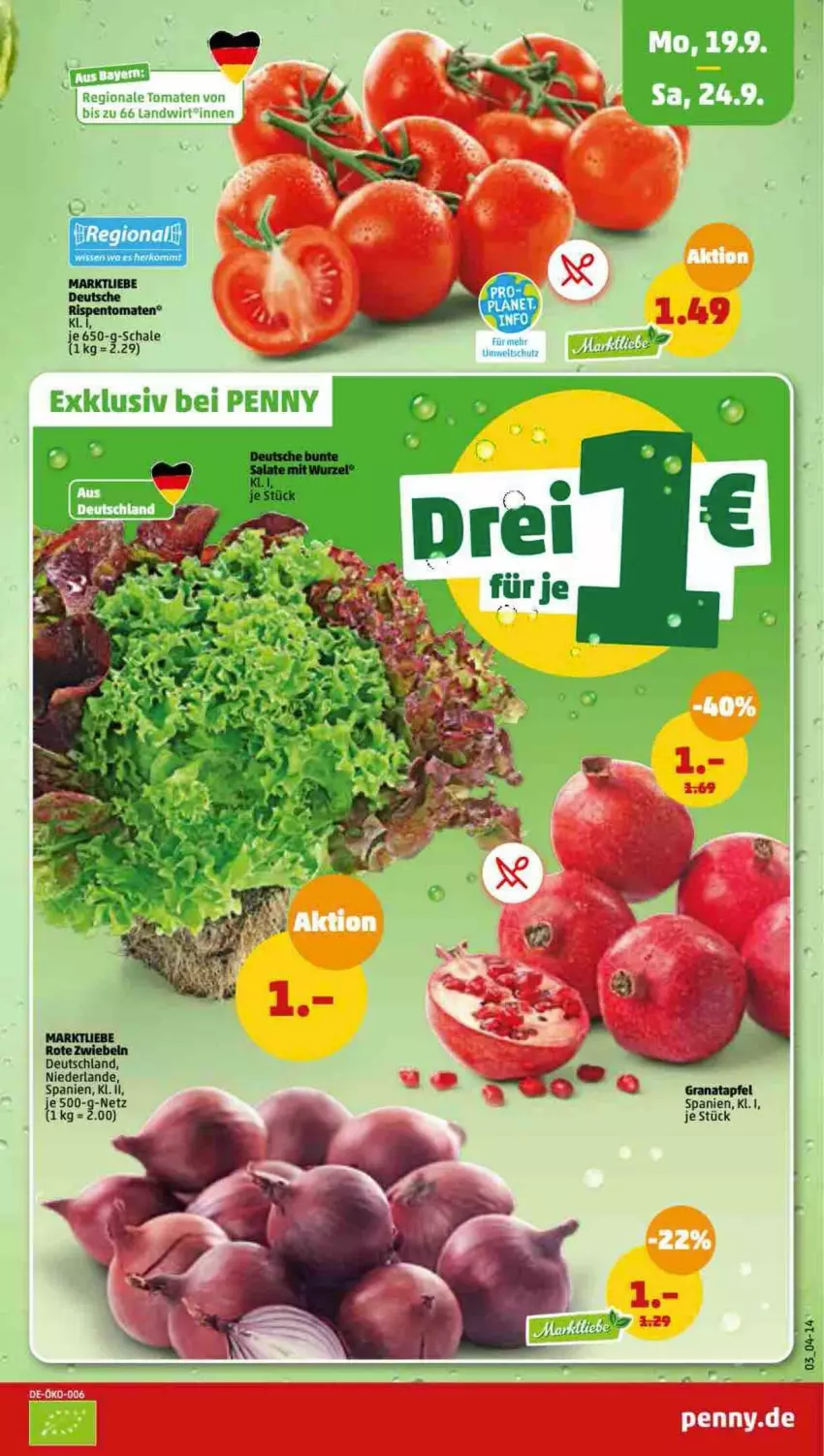 Aktueller Prospekt Penny - Prospekte - von 19.09 bis 24.09.2022 - strona 3 - produkty: apfel, grana, granatapfel, Rana, Schal, Schale, tomate, tomaten