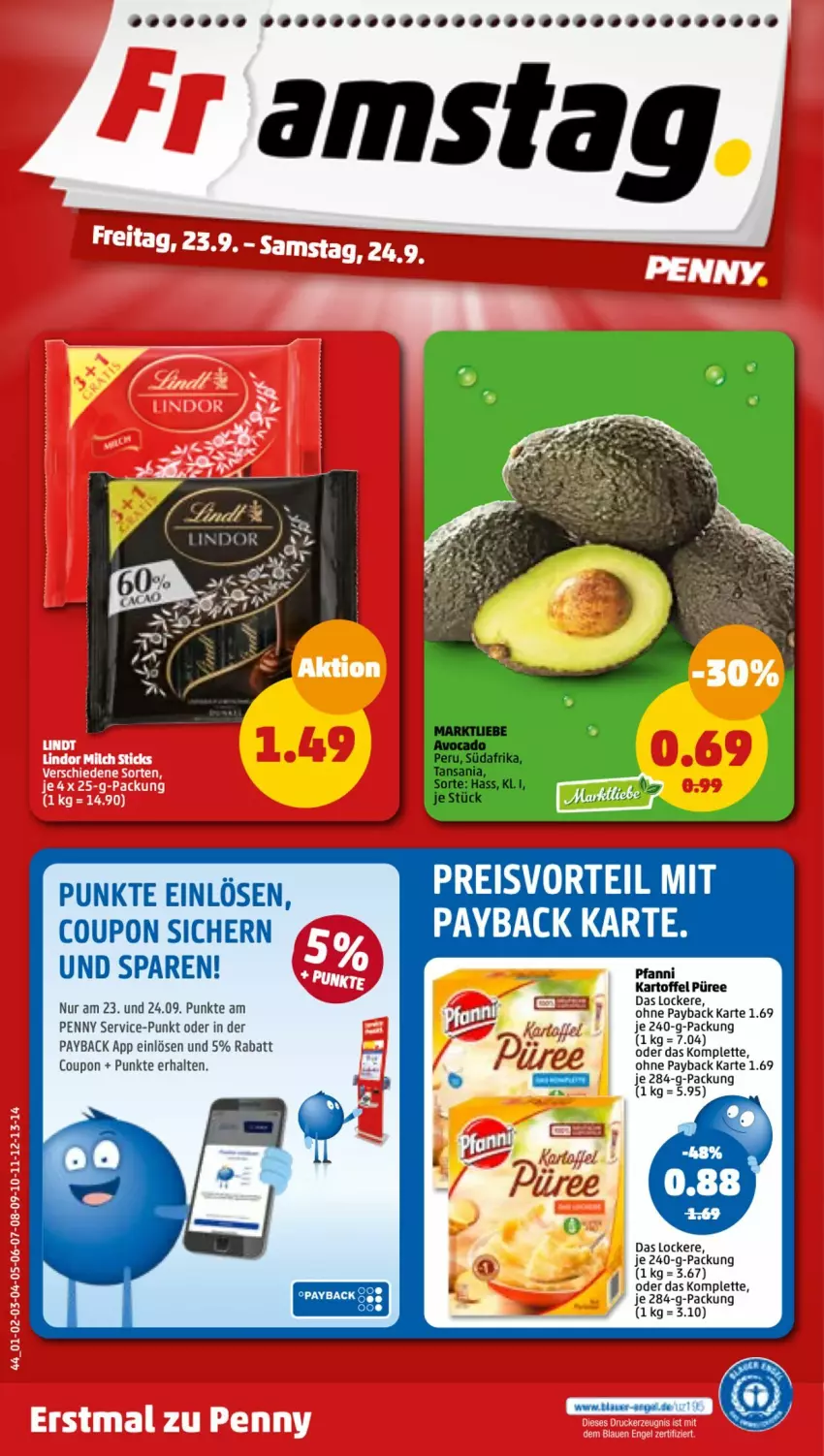 Aktueller Prospekt Penny - Prospekte - von 19.09 bis 24.09.2022 - strona 44 - produkty: arla, coupon, eis, kartoffel, payback, pfanni, preisvorteil, püree, reis