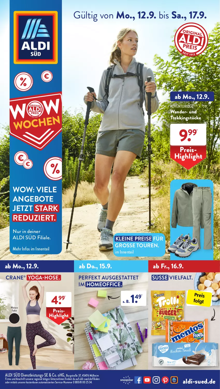 Aktueller Prospekt AldiSud - IN ZWEI WOCHEN - von 12.09 bis 17.09.2022 - strona 1 - produkty: aldi, angebot, angebote, auto, eis, ente, hose, leine, LG, office, reis, Ti, Yo