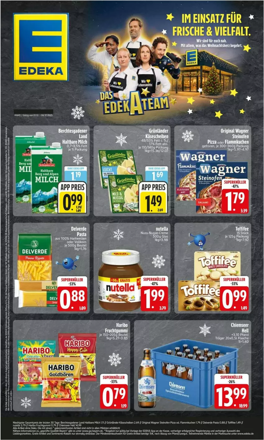 Aktueller Prospekt Edeka - Prospekte - von 01.12 bis 06.12.2025 - strona 1 - produkty: angebot, arla, bett, beutel, deka, elle, flasche, frucht, fruchtgummi, haribo, LG, nutella, pasta, rel, salami, tee, Ti, wagner