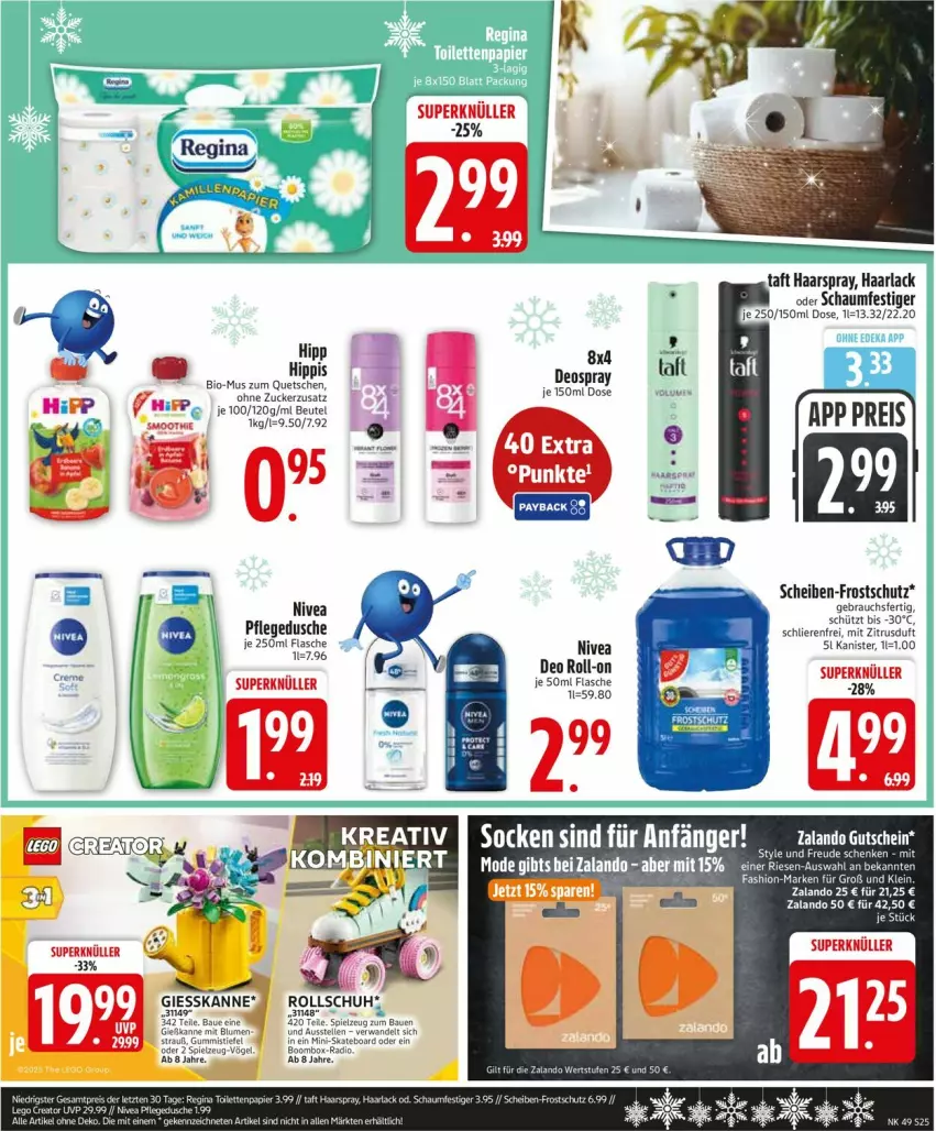 Aktueller Prospekt Edeka - Prospekte - von 01.12 bis 06.12.2025 - strona 27 - produkty: arla, Bau, beutel, bio, deo, deo roll-on, dusche, eis, flasche, Gummistiefel, Haarlack, haarspray, hipp, lack, Mode, nivea, oder schaumfestiger, pflegedusche, Rauch, reis, roll-on, schaumfestiger, socken, spielzeug, Taft, Ti, zucker