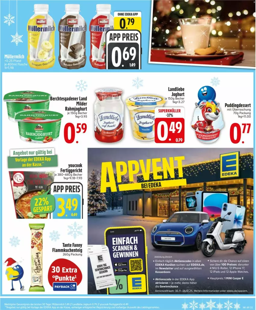 Aktueller Prospekt Edeka - Prospekte - von 01.12 bis 06.12.2025 - strona 7 - produkty: Becher, deka, dessert, E-Roller, eier, eis, ente, fertiggericht, flammkuchen, Flammkuchenteig, iphone, joghur, joghurt, kuchen, lamm, landliebe, landliebe joghurt, milch, pudding, rahmjoghurt, reis, Roller, tante fanny, Ti, Yo, YouCook