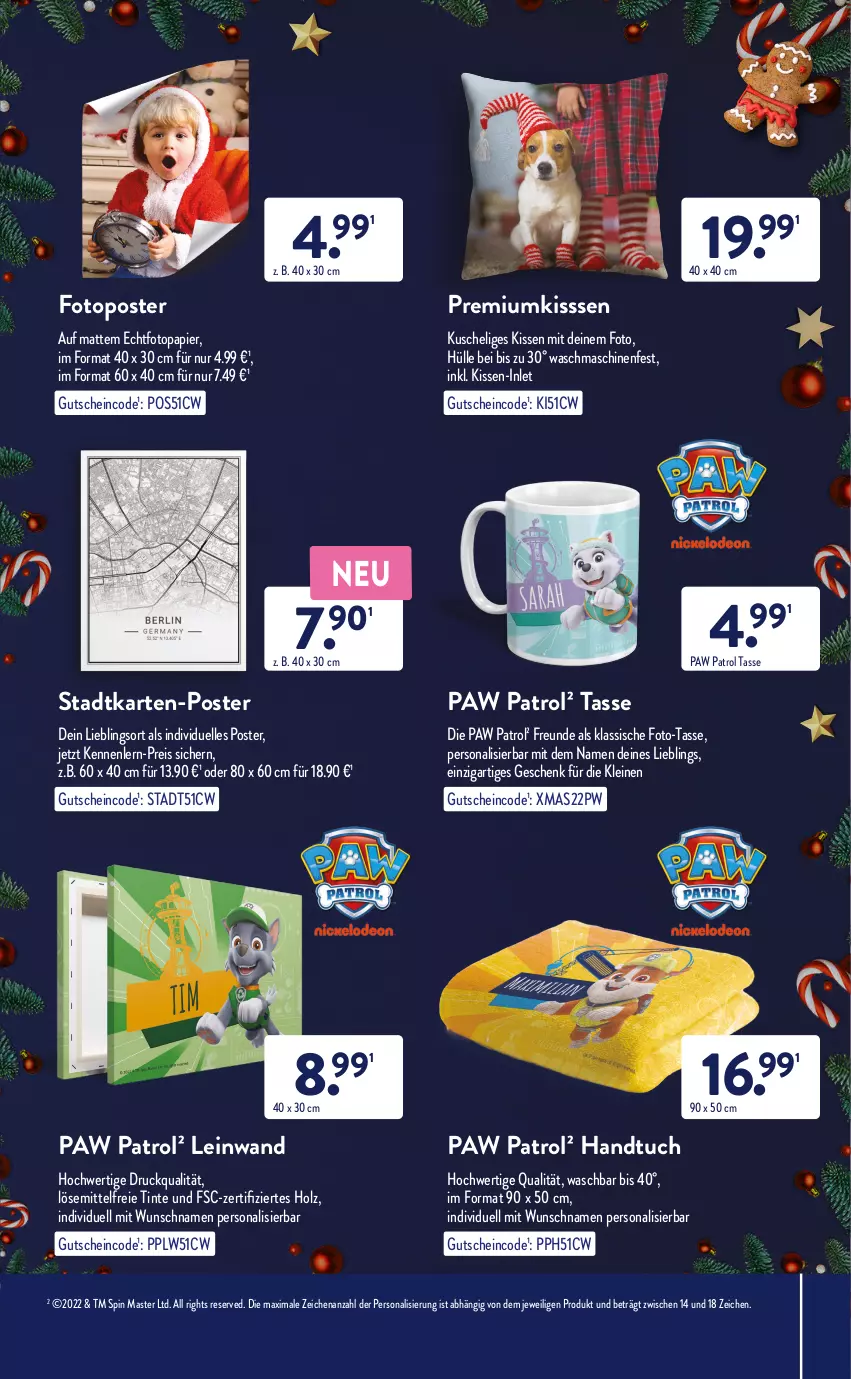 Aktueller Prospekt AldiSud - NÄCHSTE WOCHE - von 19.12 bis 24.12.2022 - strona 55 - produkty: eis, elle, gutschein, handtuch, Holz, kissen, leine, papier, Paw Patrol, Persona, reis, tasse, Ti, tuc, waschmaschine, waschmaschinen, xmas