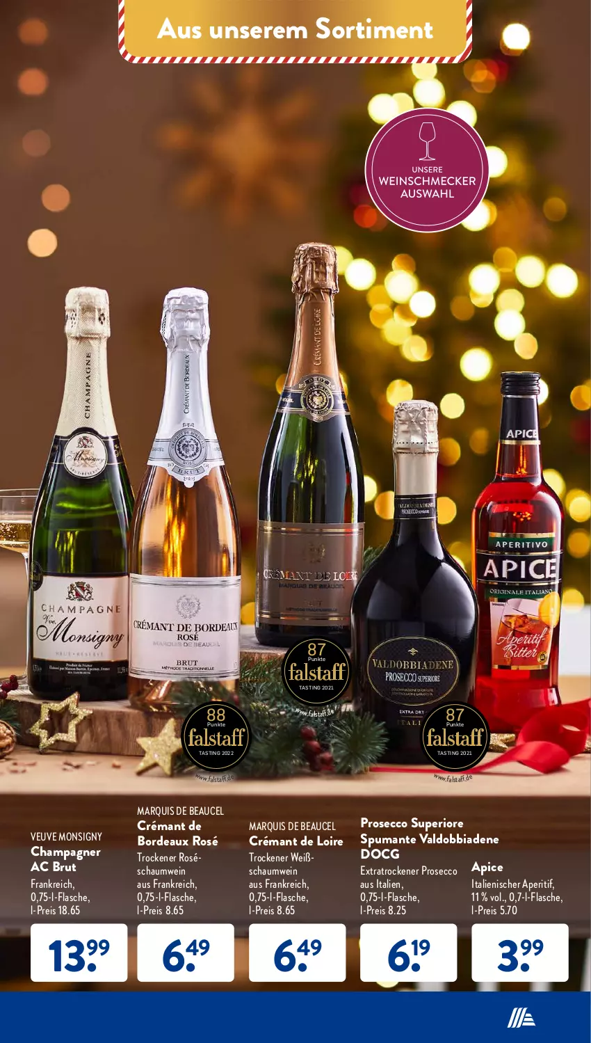 Aktueller Prospekt AldiSud - NÄCHSTE WOCHE - von 19.12 bis 24.12.2022 - strona 59 - produkty: aperitif, asti, brut, champagne, champagner, crémant de loire, ecco, eis, flasche, prosecco, puma, reis, spumante, Ti, valdo, wein