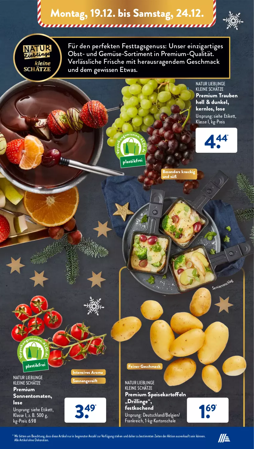 Aktueller Prospekt AldiSud - NÄCHSTE WOCHE - von 19.12 bis 24.12.2022 - strona 7 - produkty: alle artikel ohne dekoration, asti, dekoration, eis, kartoffel, kartoffeln, leine, LG, mac, natur, nuss, obst, reis, Schal, Schale, speisekartoffeln, Ti, tomate, tomaten, trauben, und gemüse, ZTE