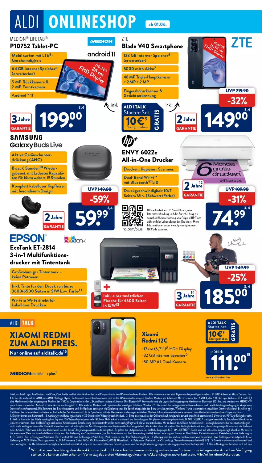 Aktueller Prospekt AldiSud - NÄCHSTE WOCHE - von 30.05 bis 03.06.2023 - strona 50 - produkty: akku, aldi, aldi talk, alle artikel ohne dekoration, angebot, angebote, auer, aust, auto, Bau, Betriebssystem, Cif, dekoration, deo, drucker, eis, elle, erde, feta, fingerabdrucksensor, flasche, frontkamera, geforce, gin, gtx, hardware, hauptkamera, HP, Intel, kamera, kopfhörer, LG, Liege, medion, multifunktionsdrucker, ndk, nvidia, radeon, reis, ring, rtx, rwe, ryzen, Schal, Schale, smartphone, Software, Surf, tablet, Ti, Tiere, tisch, uhr, versandkostenfrei, ZTE