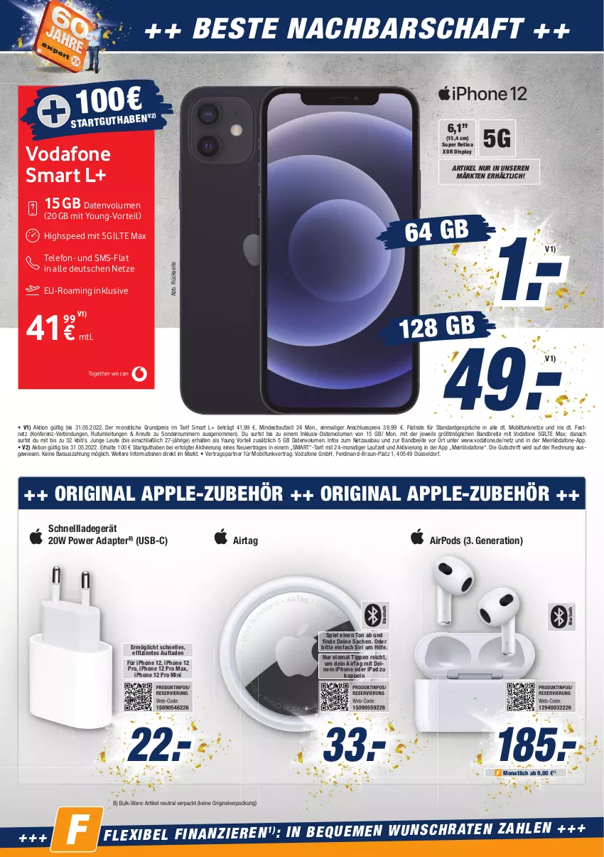 Aktueller Prospekt Expert Aurich - Prospekte - von 12.05 bis 18.05.2022 - strona 8 - produkty: adapter, Apple, Bau, braun, Brei, eis, elle, ente, gin, ipad, iphone, IPhone 12, IPhone 12 Pro, IPhone 12 Pro Max, ladegerät, LG, monati, Pods, reis, sac, schnellladegerät, spee, Surf, telefon, Ti, usb, vodafone, Yo