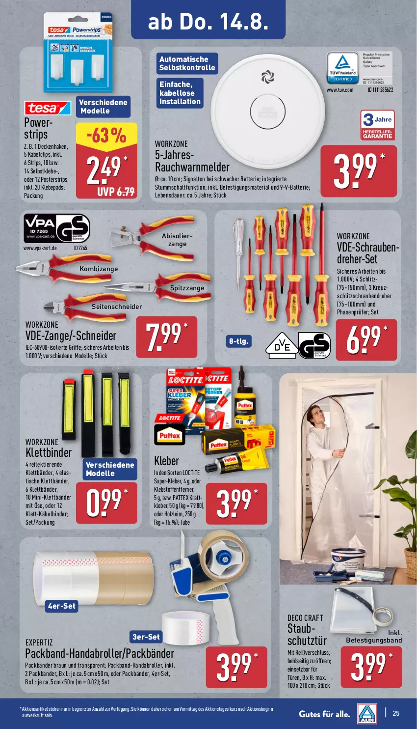 Aktueller Prospekt Aldi Nord - Von Montag - von 11.08 bis 16.08.2025 - strona 25 - produkty: abis, asti, auer, auto, batterie, braun, decke, dell, elle, expertiz, gin, Holz, kleber, Kombizange, kraft, LG, Mode, Packband, pattex, Rauch, Ria, Roller, Schal, schrauben, Schraubendreher, Seitenschneide, Signal, Ti, Tiere, tisch, ZTE