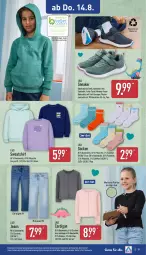 Gazetka promocyjna Aldi Nord - Von Montag - Gazetka - ważna od 16.08 do 16.08.2025 - strona 19 - produkty: axe, Bau, baumwolle, bett, Cardigan, decksohle, eis, Elan, Hylo, jeans, rel, Ria, rwe, shirt, sneaker, socken, Sweatshirt, Ti, wolle