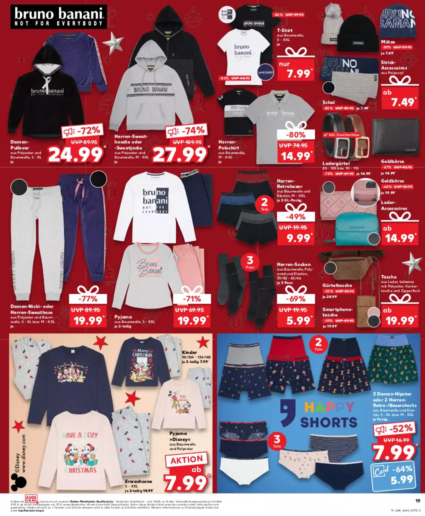 Aktueller Prospekt Kaufland - Prospekt - von 30.11 bis 06.12.2023 - strona 19 - produkty: ACC, accessoires, Bau, baumwolle, disney, eis, erde, Geldbörse, Geschenkbox, gürteltasche, herren-socken, hose, Jacke, Kinder, Mütze, ndk, poloshirt, Pullover, Pyjama, Rauch, reis, Schal, Schale, schuhe, shirt, shorts, smartphone, socken, Sweathose, sweatjacke, T-Shirt, Tasche, Ti, versandkostenfrei, wolle, zipper