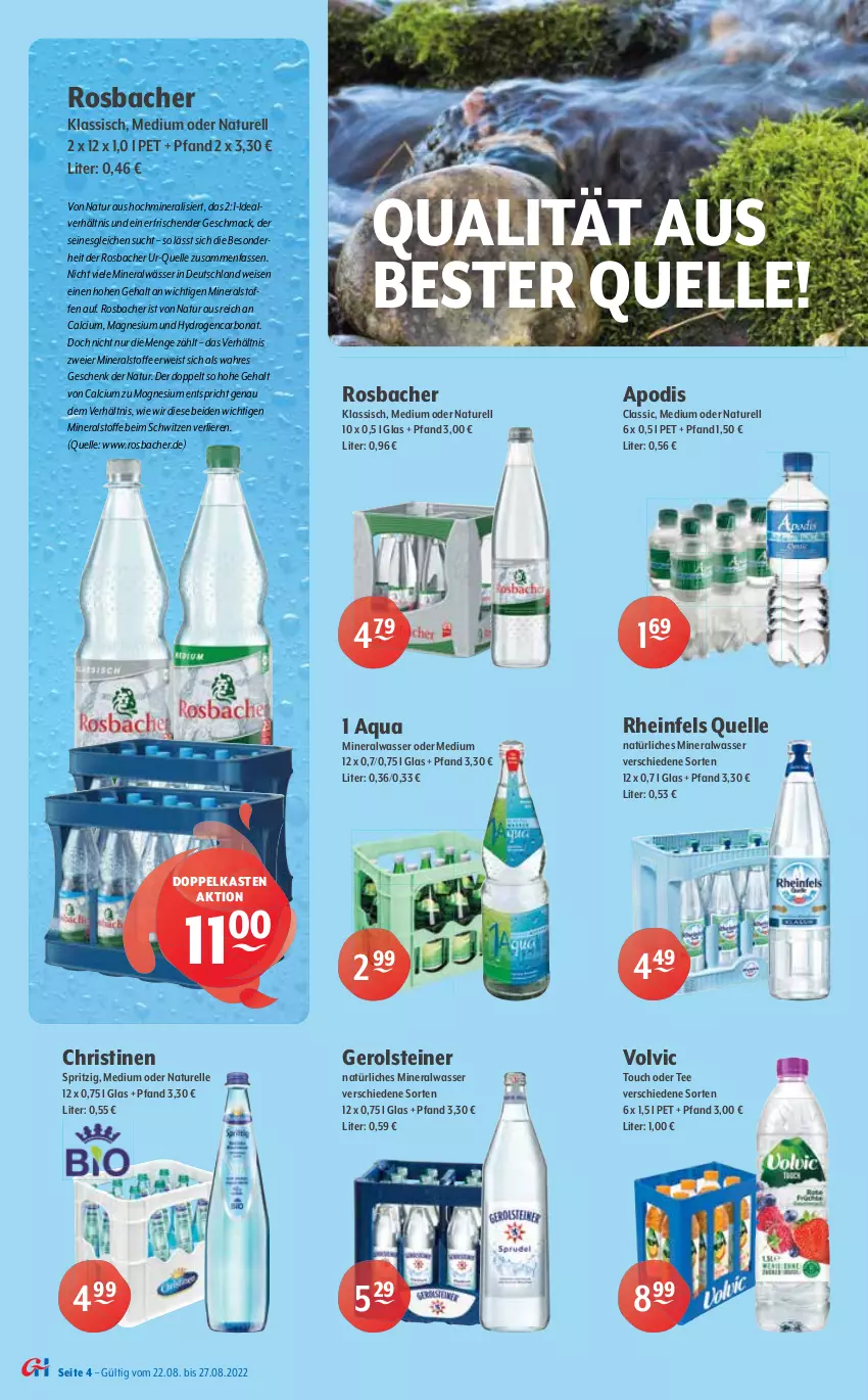 Aktueller Prospekt Getraenke Hoffmann - Prospekte - von 22.08 bis 27.08.2022 - strona 4 - produkty: Alwa, aqua, Bona, Calcium, decke, drink, eier, eis, eistee, elle, energy drink, flasche, frucht, fruchtsäfte, gerolsteine, gerolsteiner, getränk, getränke, glasflasche, hella, limo, limonade, mac, magnesium, mineralwasser, mit frucht, natur, natürliches mineralwasser, Nektar, orange, Rauch, reis, rel, rheinfels quelle, rwe, säfte, schorle, Sprudel, steiner, tee, Ti, volvic, wasser, zitrone