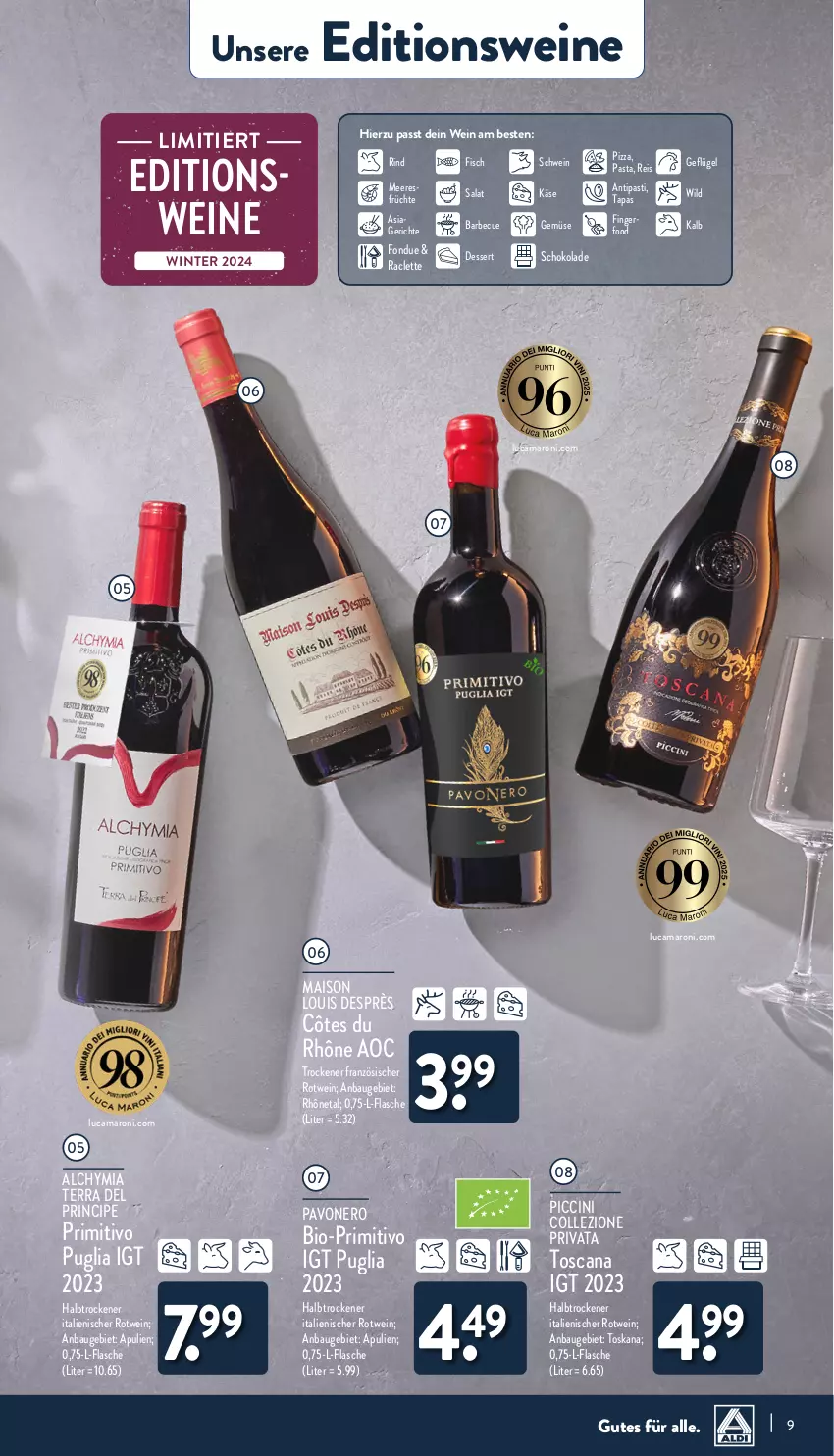 Aktueller Prospekt Aldi Nord - Von Montag - von 02.12 bis 07.12.2024 - strona 9 - produkty: amaro, antipasti, asti, barbecue, Bau, bio, cin, dessert, eis, fisch, flasche, Fondue, früchte, Geflügel, Käse, mais, meeresfrüchte, nero, pasta, pizza, primitivo, reis, rind, rotwein, salat, schoko, schokolade, schwein, Tapas, Ti, wein, weine, Wild