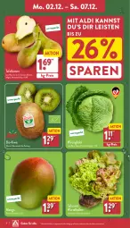 Gazetka promocyjna Aldi Nord - Von Montag - Gazetka - ważna od 07.12 do 07.12.2024 - strona 2 - produkty: aldi, ball, bio, Birnen, eis, Elan, kiwi, LG, mango, reis, salat, tafelbirnen, Ti, Wirsing, Wirsingkohl, ZTE