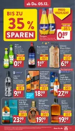 Gazetka promocyjna Aldi Nord - Von Montag - Gazetka - ważna od 07.12 do 07.12.2024 - strona 31 - produkty: berentzen, black label, blended scotch, blended scotch whisky, bourbon, bourbon whiskey, drink, eis, elle, flasche, getränk, gewürz, gin, Glühwein, johnnie walker, kentucky straight, lack, likör, natur, orangina, Rauch, reis, saft, sahne, scotch, scotch whisky, single malt, teller, Three Sixty, Ti, tuc, vodka, wein, whiskey, whisky, ZTE, zucker