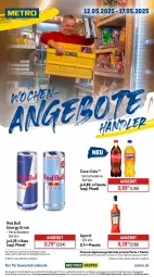 Gazetka promocyjna Metro - Wochen-Angebote Händler - Gazetka - ważna od 17.05 do 17.05.2025 - strona 1 - produkty: abholpreise, angebot, angebote, aperol, coca-cola, cola, drink, eis, energy drink, flasche, getränk, getränke, ilag, Metro, metro gastro, Palette, Rauch, red bull, reis, rwe, Ti, tiefpreis