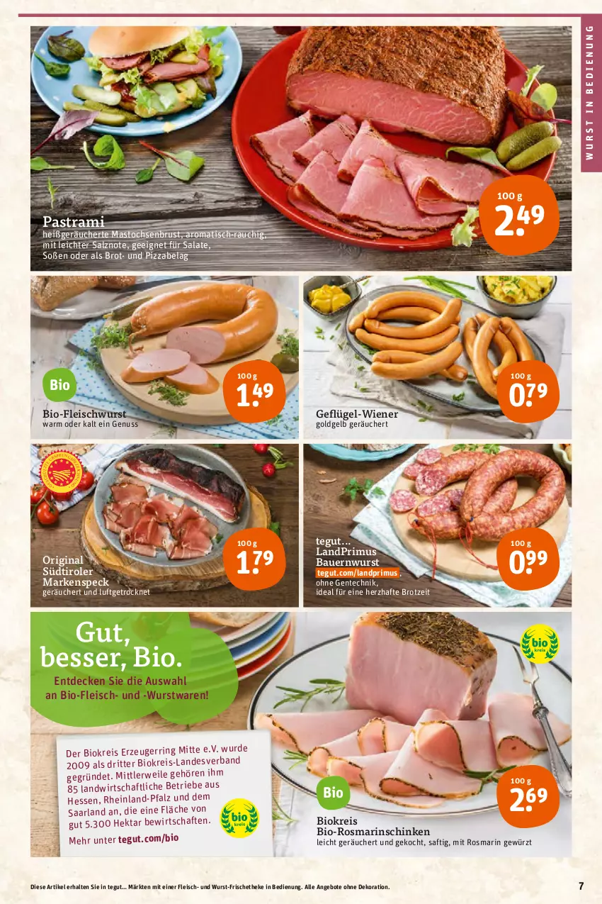 Aktueller Prospekt Tegut - Angebote der Woche - von 18.07 bis 23.07.2022 - strona 9 - produkty: angebot, angebote, arla, Astra, auer, Bau, Bauer, bio, brot, decke, dekoration, eis, ente, fleisch, fleischwurst, Geflügel, gewürz, gin, landprimus, nuss, pastrami, pizza, Rauch, reis, ring, ritter, rosmarin, rwe, saft, salat, salate, salz, schinken, Soße, Speck, südtiroler, Ti, tisch, wiener, wurst, ZTE