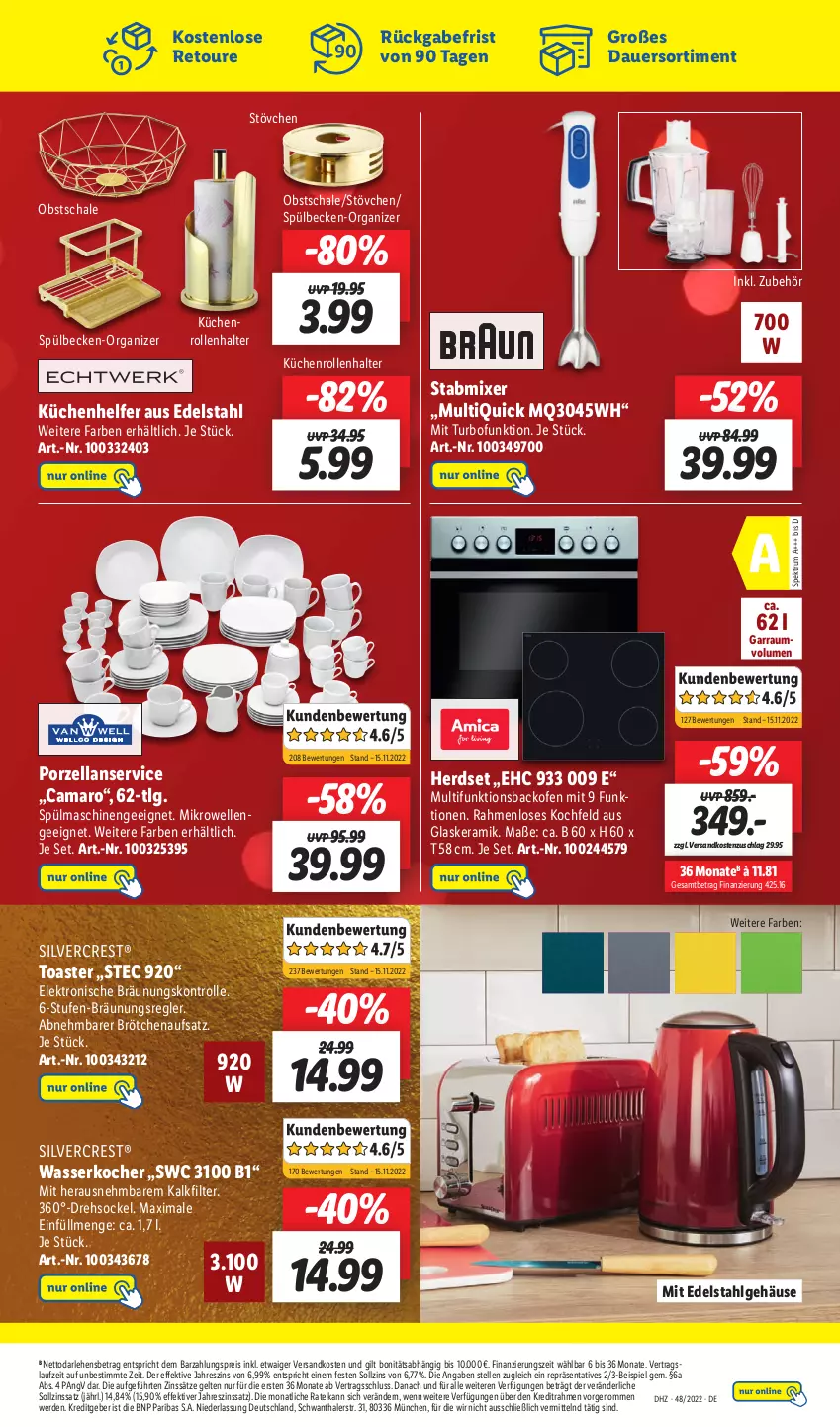 Aktueller Prospekt Lidl - Wochen-Highlights im Onlineshop - von 28.11 bis 04.12.2022 - strona 3 - produkty: amaro, auer, backofen, brötchen, brötchenaufsatz, edelstahl, eis, Elektro, elle, erde, garraum, glaskeramik, herdset, Kocher, kochfeld, küche, Küchen, Küchenhelfer, küchenrolle, küchenrollen, LG, mikrowelle, Mixer, ndk, obst, Ofen, reis, rum, Schal, Schale, silvercrest, Spektrum, spülmaschinen, stabmixer, Ti, toast, toaster, wasser, wasserkocher