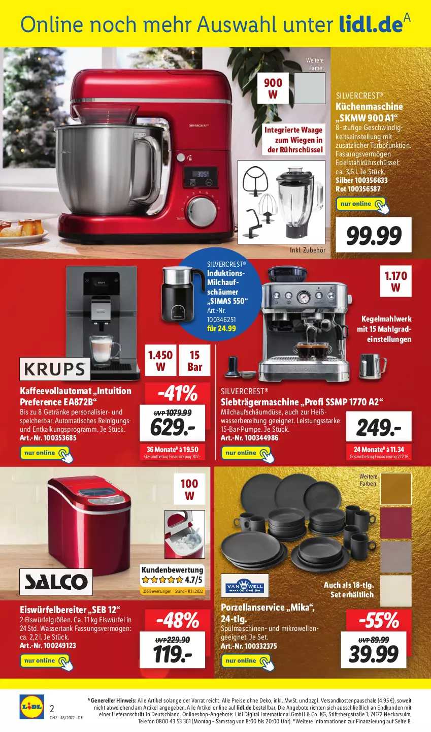 Aktueller Prospekt Lidl - Wochen-Highlights im Onlineshop - von 28.11 bis 04.12.2022 - strona 4 - produkty: angebot, angebote, auto, edelstahl, eis, eiswürfel, eiswürfelbereiter, elle, Germ, getränk, getränke, kaffee, kaffeevollautomat, küche, Küchen, küchenmaschine, LG, mikrowelle, milch, milchaufschäumer, ndk, Persona, Reinigung, reis, rel, Rührschüssel, Schal, Schale, schüssel, silvercrest, sim, spülmaschinen, telefon, Ti, tisch, uhr, Waage, wasser, wassertank, würfel