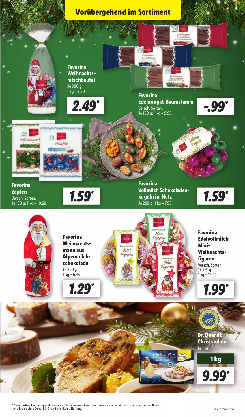 Aktueller Prospekt Lidl - Aktionsprospekt - von 23.10 bis 28.10.2023 - strona 21 - produkty: alpenmilch, angebot, Bau, beutel, eis, Kugel, milch, reis, schoko, schokolade, schokoladen, Stollen, Ti, vollmilch, Weihnachtsfigur, ZTE