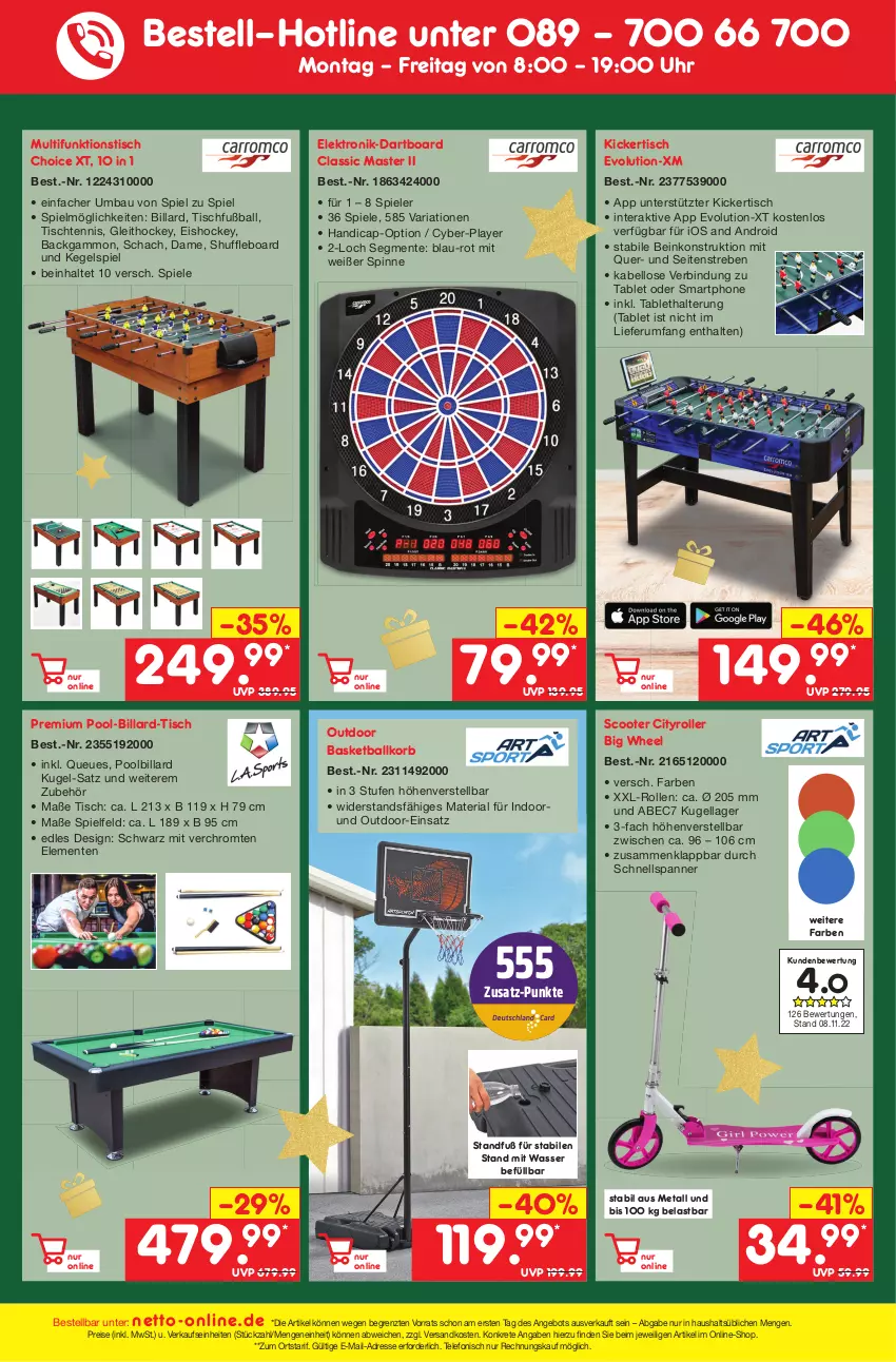 Aktueller Prospekt Netto Marken-Discount - Filial-Angebote - von 05.12 bis 10.12.2022 - strona 45 - produkty: angebot, ball, Bau, Cap, eis, Elektro, ente, Fußball, korb, Kugel, ndk, pool, reis, Ria, Roller, rum, scooter, smartphone, Spiele, tablet, telefon, Ti, tisch, uhr, wasser, ZTE