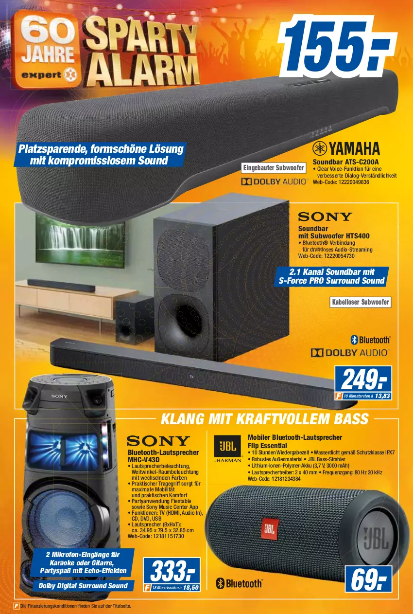 Aktueller Prospekt Expert Rastatt - Prospekte - von 01.06 bis 07.06.2022 - strona 8 - produkty: akku, Bau, beleuchtung, bluetooth-lautsprecher, Draht, dvd, ente, HDMI, jbl, kraft, lautsprecher, Ria, sony, soundbar, Subwoofer, Ti, tisch, tragegriff, usb, wasser