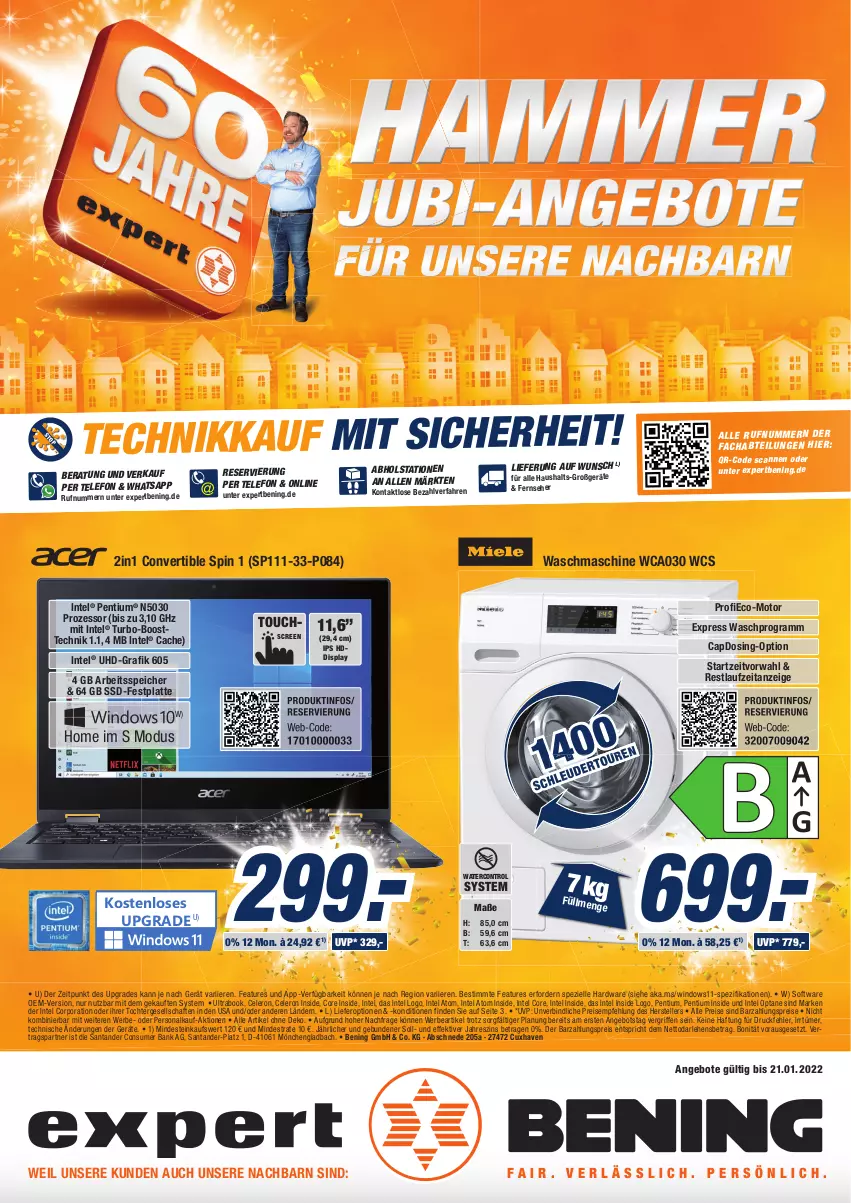 Aktueller Prospekt Expert Aurich - Prospekte - von 19.01 bis 25.01.2022 - strona 1 - produkty: angebot, angebote, Bank, Cap, celeron, eis, elle, fernseher, festplatte, hardware, HDD, HP, Intel, latte, Pentium, Persona, reis, Software, Spezi, ssd, telefon, teller, Ti, touchscreen, uhd, waschmaschine