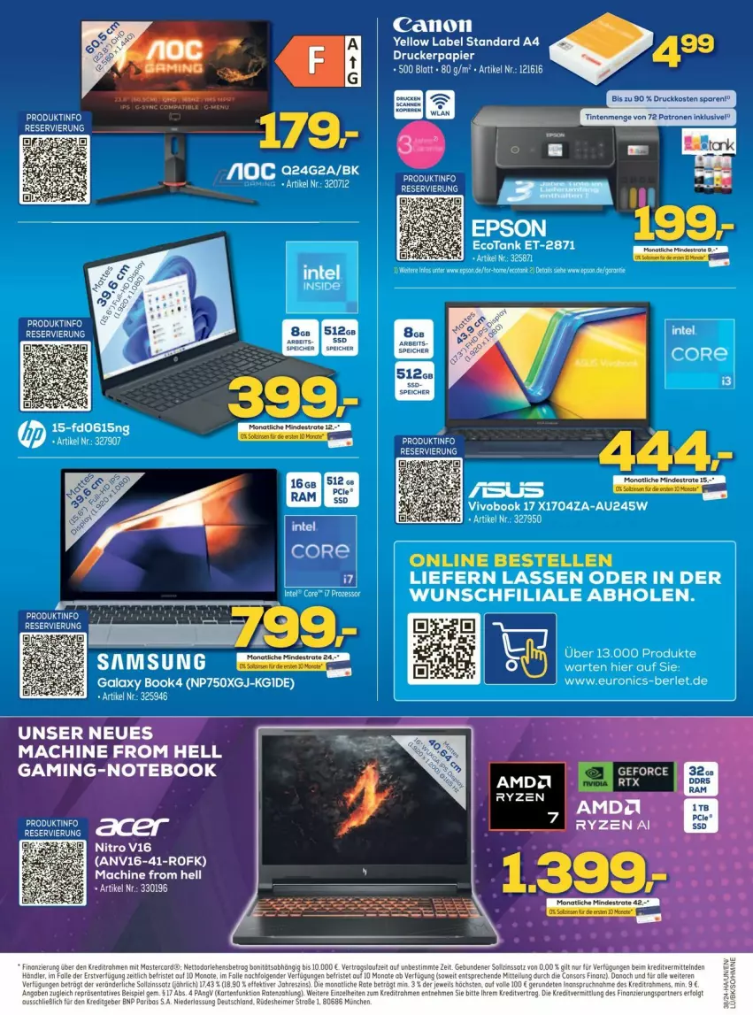 Aktueller Prospekt Euronics - Prospekte - von 14.09 bis 20.09.2024 - strona 7 - produkty: canon, elle, epson, mac, notebook, Samsung, samsung galaxy, ssd, tee, Ti