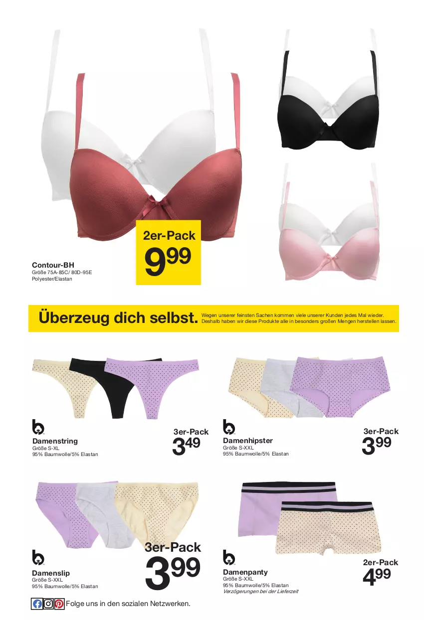 Aktueller Prospekt Zeeman - Prospekte - von 28.05 bis 03.06.2022 - strona 11 - produkty: Bau, baumwolle, elle, LG, panty, ring, sac, slip, String, wolle