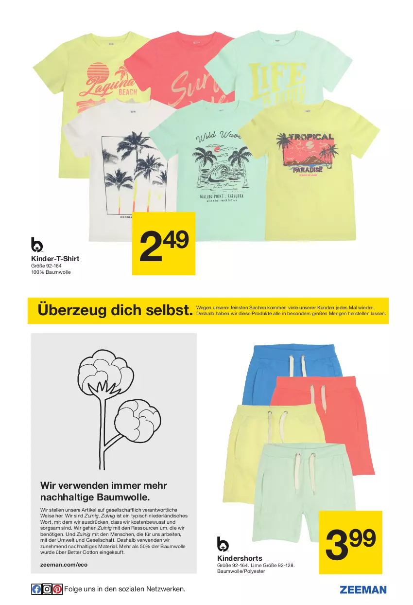 Aktueller Prospekt Zeeman - Prospekte - von 28.05 bis 03.06.2022 - strona 5 - produkty: Bau, baumwolle, bett, eis, elle, Kinder, Kinder-T-Shirt, LG, Ria, rwe, sac, shirt, shorts, T-Shirt, Ti, wolle