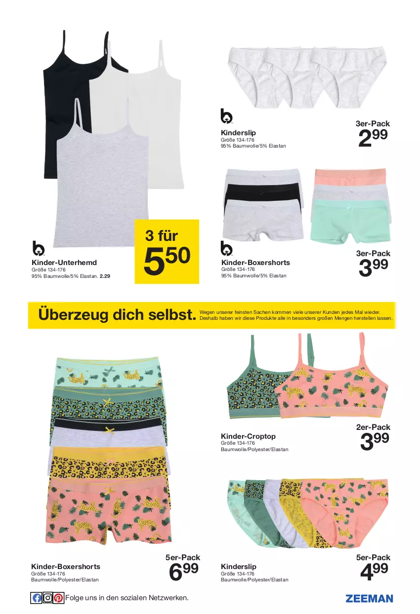 Aktueller Prospekt Zeeman - Prospekte - von 28.05 bis 03.06.2022 - strona 7 - produkty: Bau, baumwolle, Croptop, elle, hemd, Kinder, Kinder-Boxershorts, Kinder-Unterhemd, LG, sac, shorts, slip, Unterhemd, wolle