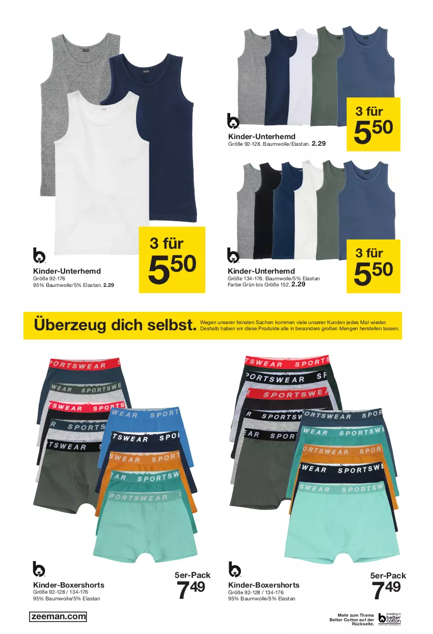 Aktueller Prospekt Zeeman - Prospekte - von 28.05 bis 03.06.2022 - strona 8 - produkty: Bau, baumwolle, bett, elle, hemd, Kinder, Kinder-Boxershorts, Kinder-Unterhemd, sac, shorts, Unterhemd, wolle