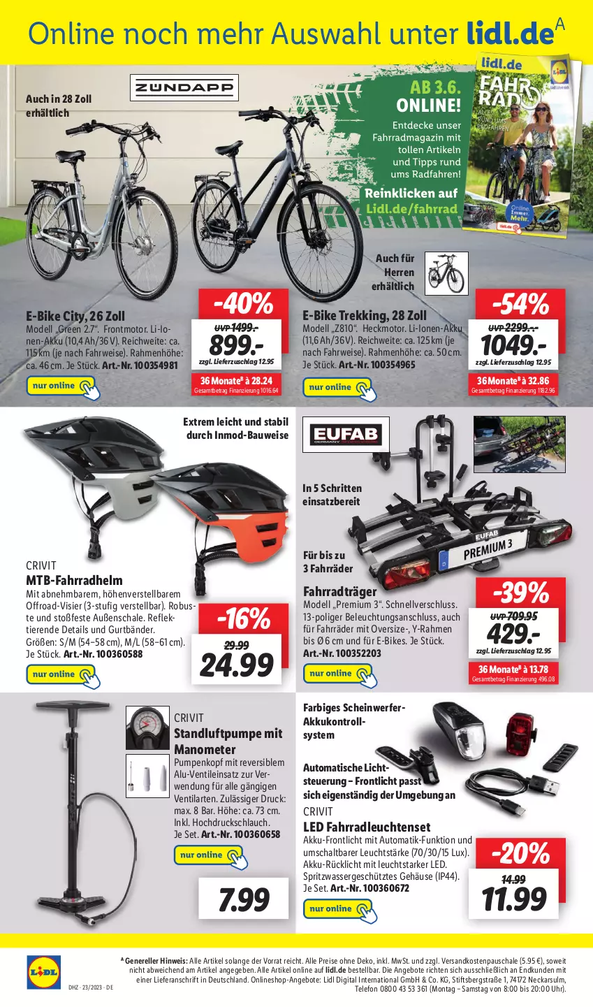 Aktueller Prospekt Lidl - Wochen-Highlights im Onlineshop - von 05.06 bis 11.06.2023 - strona 2 - produkty: akku, angebot, angebote, auto, Bau, beleuchtung, crivit, dell, E-Bike, E-Bikes, eis, elle, Fahrrad, fahrradhelm, Leuchte, leuchten, Mode, ndk, reis, rel, rücklicht, rwe, Schal, Schale, schlauch, telefon, Ti, Tiere, tisch, uhr, wasser, ZTE