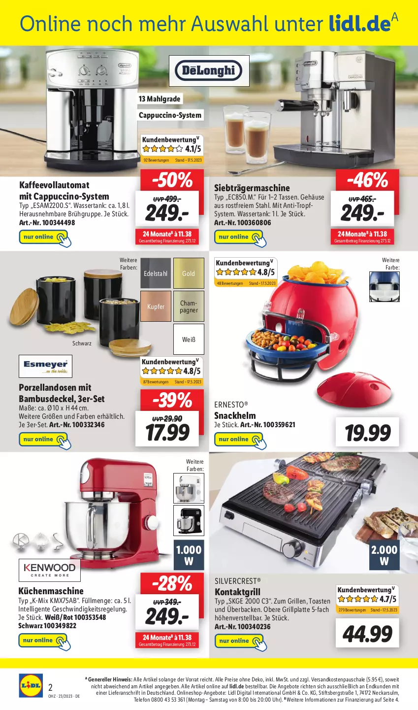 Aktueller Prospekt Lidl - Wochen-Highlights im Onlineshop - von 05.06 bis 11.06.2023 - strona 6 - produkty: angebot, angebote, auto, bambus, Cap, cappuccino, champagne, champagner, cin, decke, Deckel, edelstahl, eis, elle, ente, ernesto, Germ, grill, grillplatte, Intel, kaffee, kaffeevollautomat, kontaktgrill, küche, Küchen, küchenmaschine, latte, LG, ndk, reis, rel, Schal, Schale, silvercrest, snack, tasse, telefon, Ti, toast, uhr, wasser, wassertank