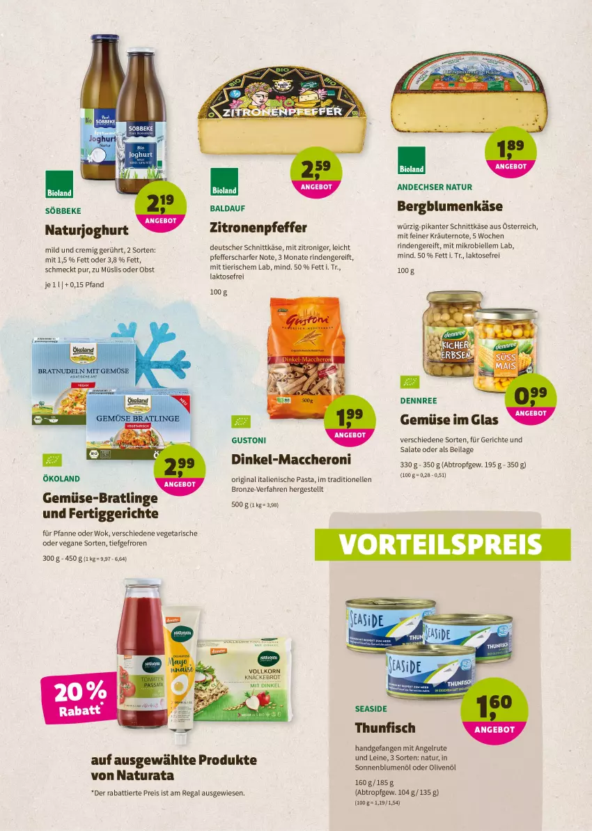 Aktueller Prospekt Denns Biomarkt - Prospekte - von 27.04 bis 10.05.2022 - strona 5 - produkty: ACC, andechser natur, angebot, bio, bioland, blume, blumen, blumenöl, dennree, deutscher schnittkäse, eis, elle, fertiggericht, fertiggerichte, fisch, gin, hero, ilag, italienische pasta, joghur, joghurt, Käse, kräuter, kräutern, leine, mac, mam, müsli, natur, natura, obst, olive, oliven, olivenöl, pasta, pfanne, pfeffer, regal, reis, rind, salat, salate, schnittkäse, söbbeke, sonnenblume, sonnenblumen, sonnenblumenöl, thunfisch, Ti, Vegeta, wok, zitrone, zitronen