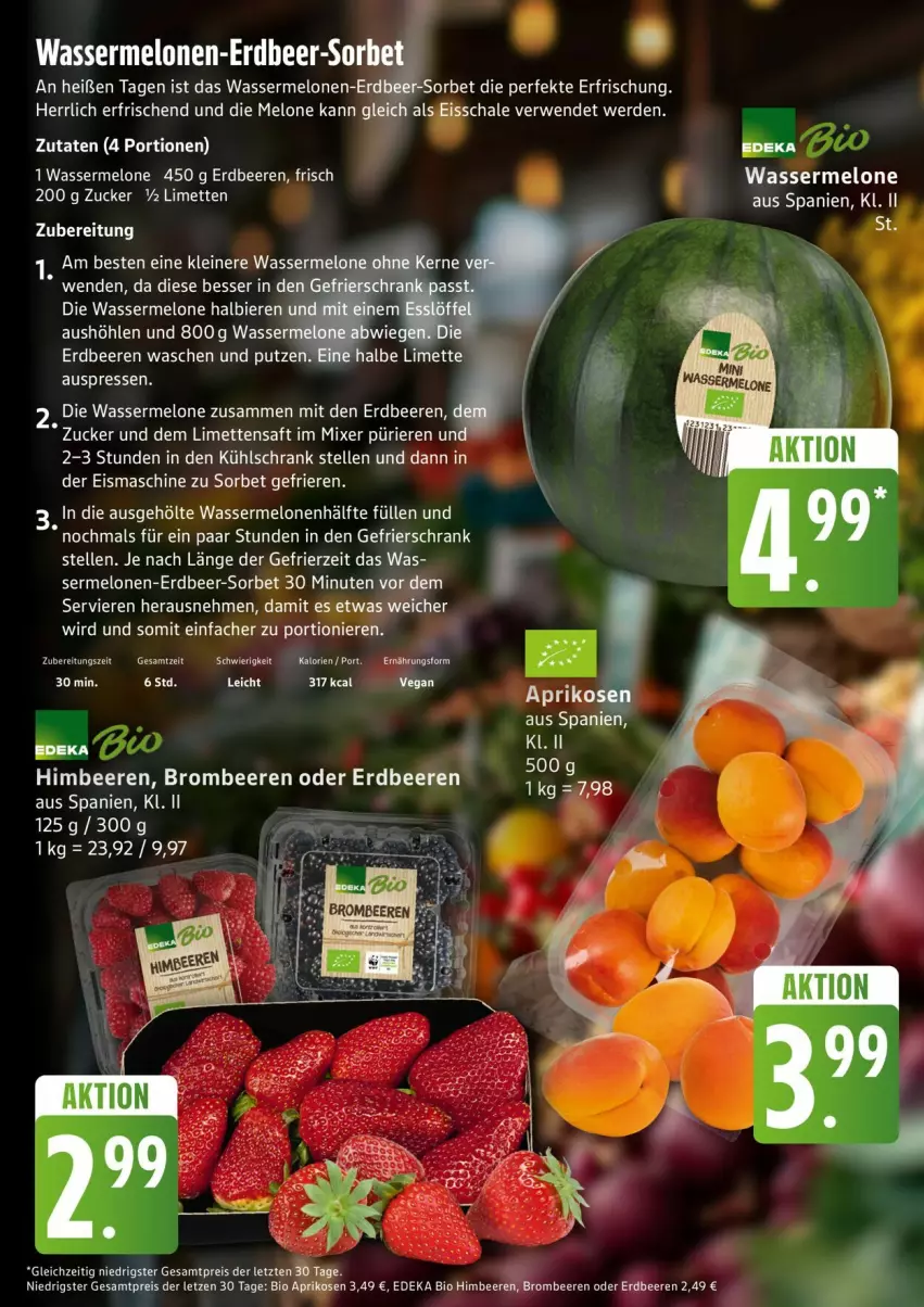 Aktueller Prospekt Edeka - Prospekte - von 18.05 bis 23.05.2026 - strona 10 - produkty: aprikose, aprikosen, beere, beeren, bier, Biere, bio, brombeere, brombeeren, deka, edeka bio, eis, eismaschine, elle, ente, erdbeere, erdbeeren, erde, gefrierschrank, himbeer, himbeere, himbeeren, kühlschrank, leine, limette, limetten, melone, melonen, Mett, metten, reis, rwe, Schal, Schale, Schrank, Sorbet, Ti, wasser, wassermelone, wassermelonen, zucker