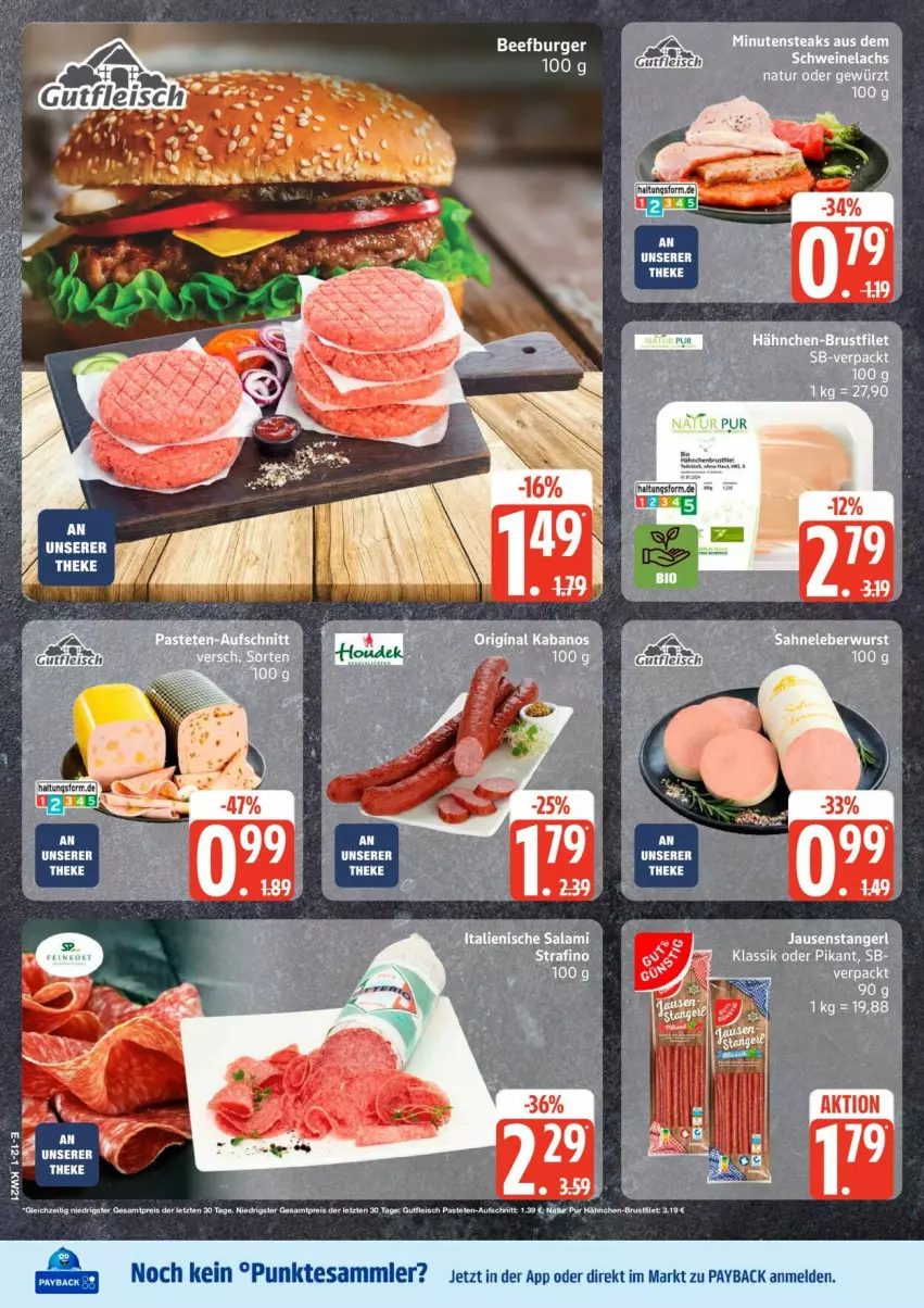 Aktueller Prospekt Edeka - Prospekte - von 18.05 bis 23.05.2026 - strona 13 - produkty: aufschnitt, beef, brustfilet, burger, eis, filet, fleisch, gewürz, hähnchen-brustfilet, lachs, minutensteaks, natur, pastete, payback, reis, salami, schwein, schweine, Schweinelachs, steak, steaks, tesa, Ti, wein, weine, ZTE