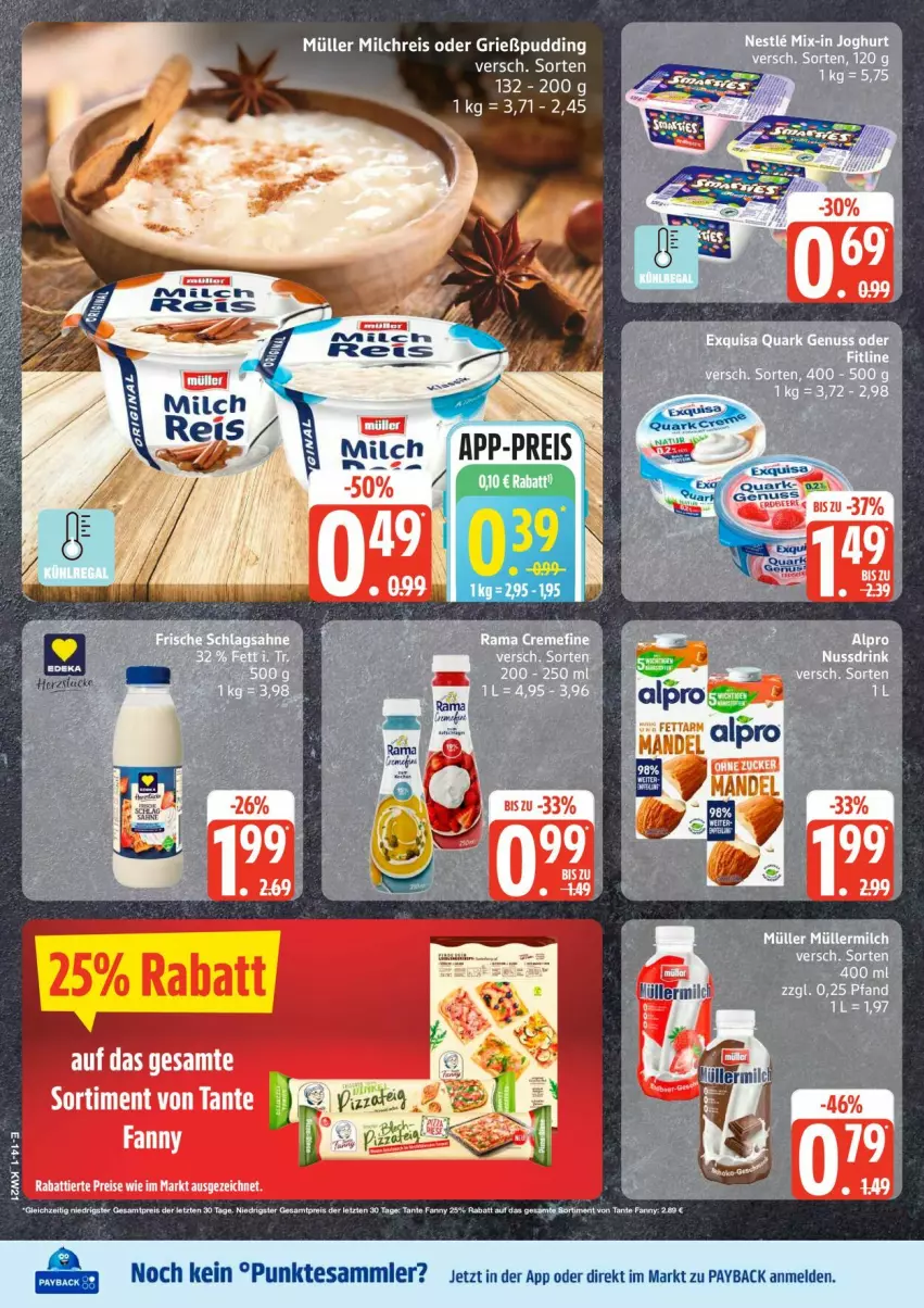 Aktueller Prospekt Edeka - Prospekte - von 18.05 bis 23.05.2026 - strona 15 - produkty: alpro, eis, Grießpudding, milch, milchreis, Müller, payback, pudding, reis, tesa, Ti