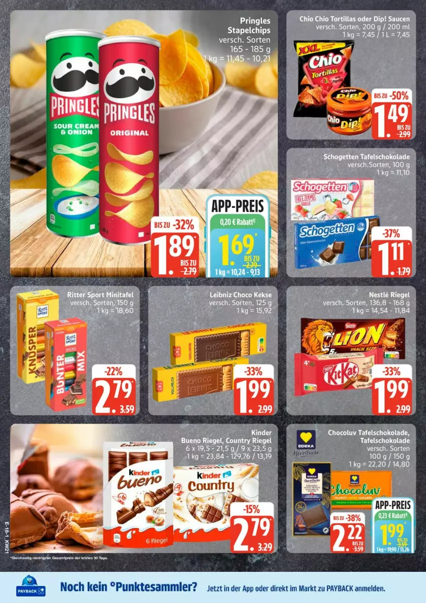 Aktueller Prospekt Edeka - Prospekte - von 18.05 bis 23.05.2026 - strona 19 - produkty: eis, elle, payback, pringles, reis, ring, tesa