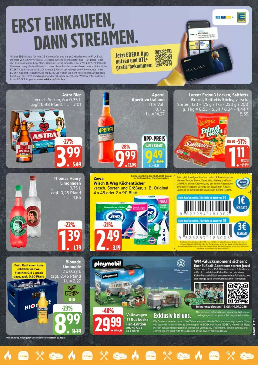 Aktueller Prospekt Edeka - Prospekte - von 18.05 bis 23.05.2026 - strona 7 - produkty: angebot, angebote, ball, Bau, coupon, deka, eis, ente, flasche, Fußball, gin, küche, Küchen, küchentücher, rasen, reis, tesa, Ti, tücher, ZTE