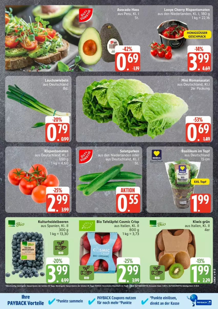 Aktueller Prospekt Edeka - Prospekte - von 18.05 bis 23.05.2026 - strona 9 - produkty: beere, beeren, bio, coupon, coupons, heidelbeere, heidelbeeren, honig, kiwi, mac, payback, tafeläpfel, topf